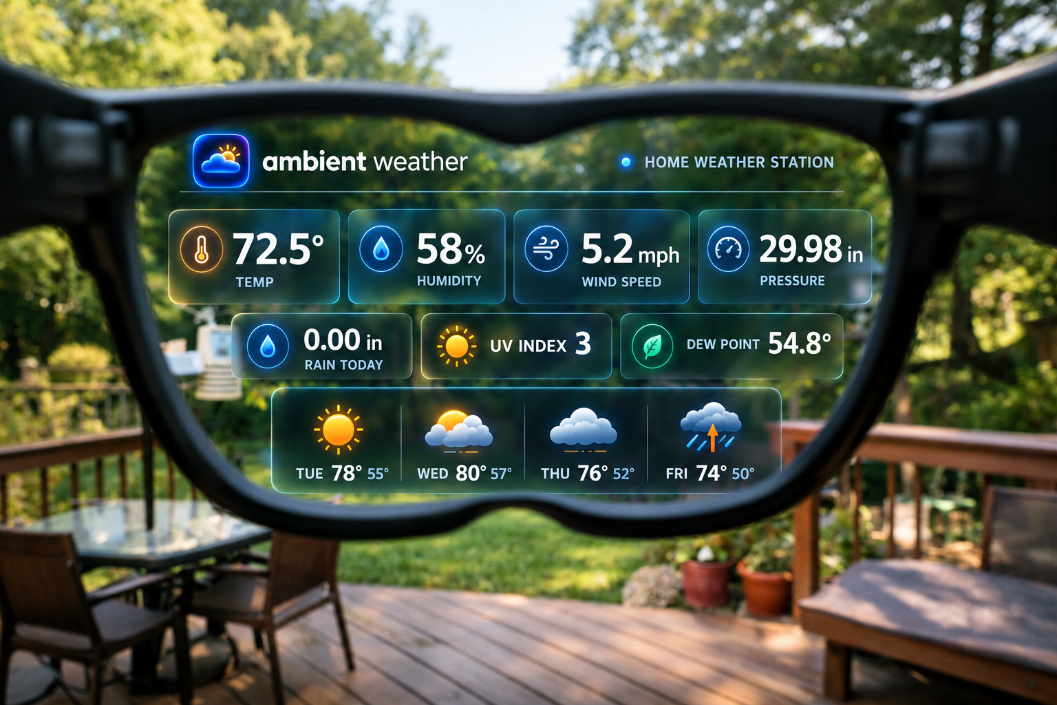 Concept showing Ambient Weather information overlaid within smart glasses