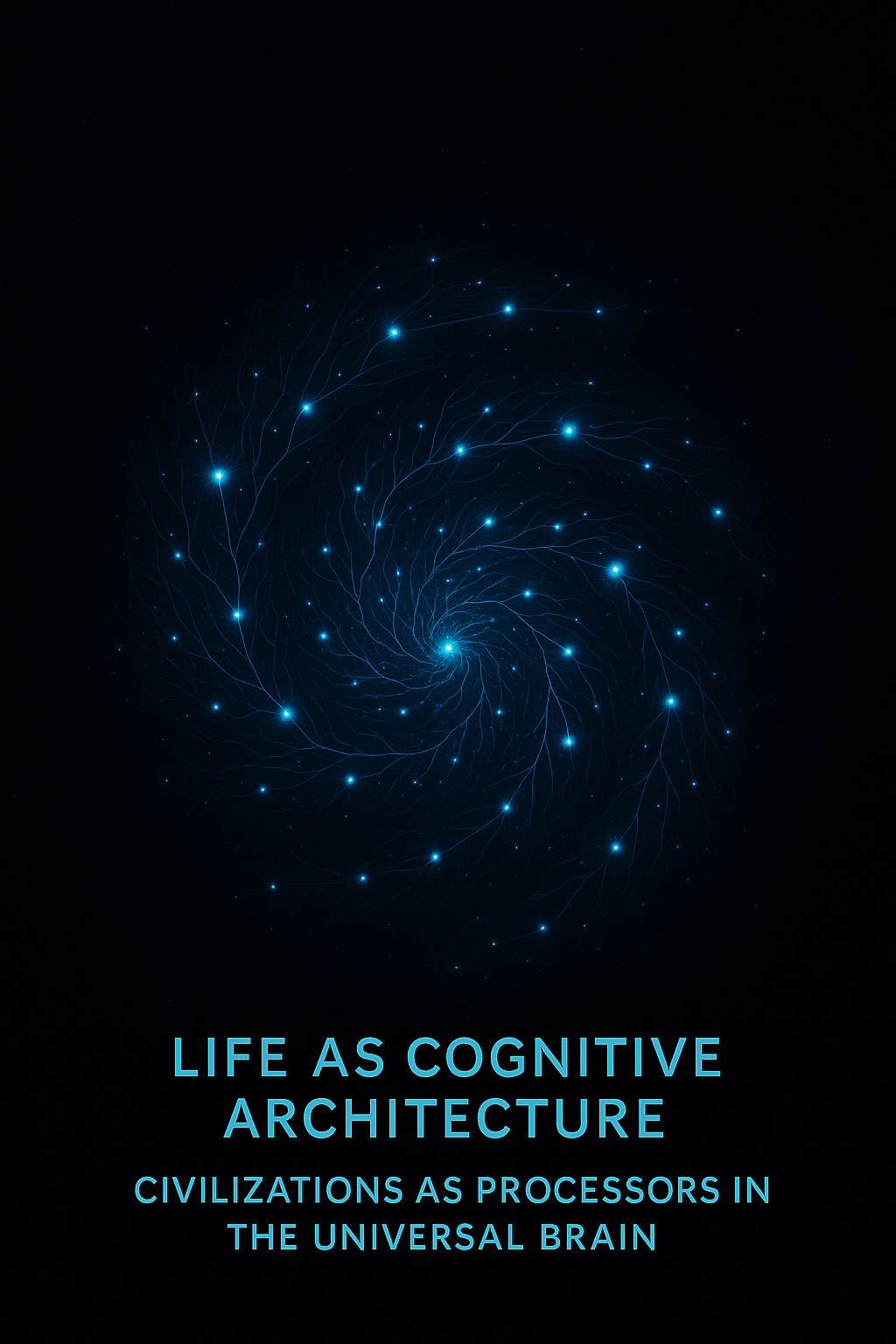 Galaxy‑shaped neural network with glowing nodes.